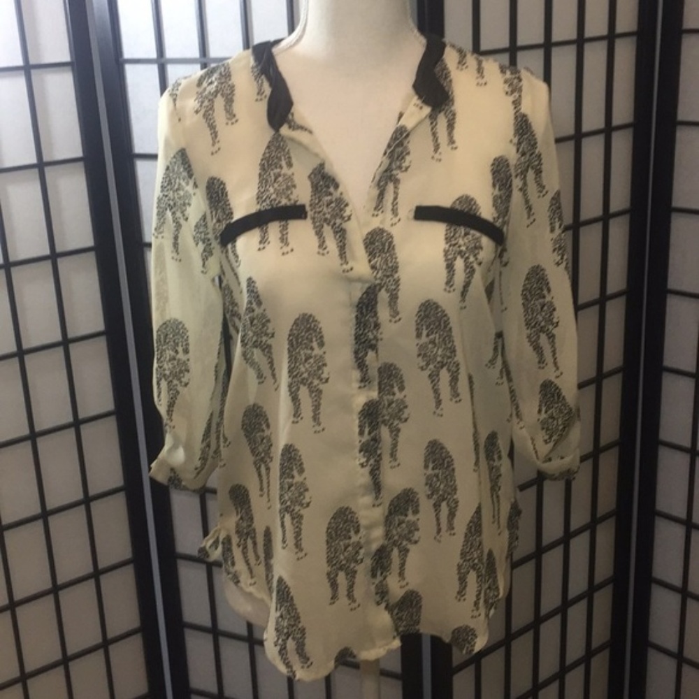 Sheer Leopard Print Blouse Size XS